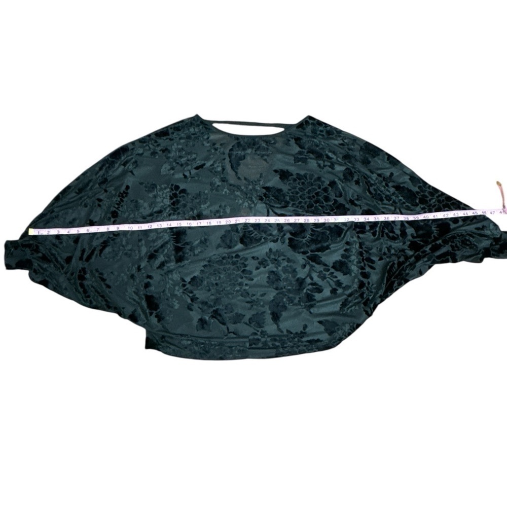 Basically Me Black Velvet Burnout Batwing Top Women’s S/M Oversized Blouse USA - Picture 6 of 9
